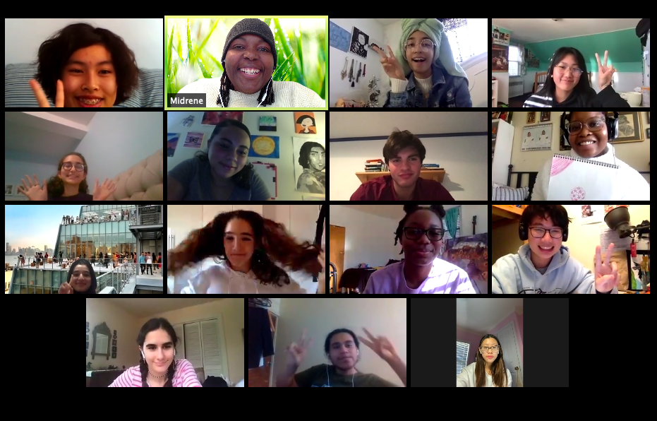 Screenshot of Youth Insights Artists on Zoom, April 2020.