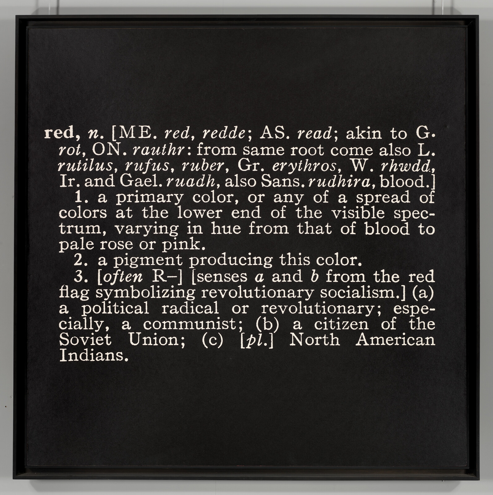 Black and white text defines "red" as a color, pigment, and symbol of revolutionary socialism.