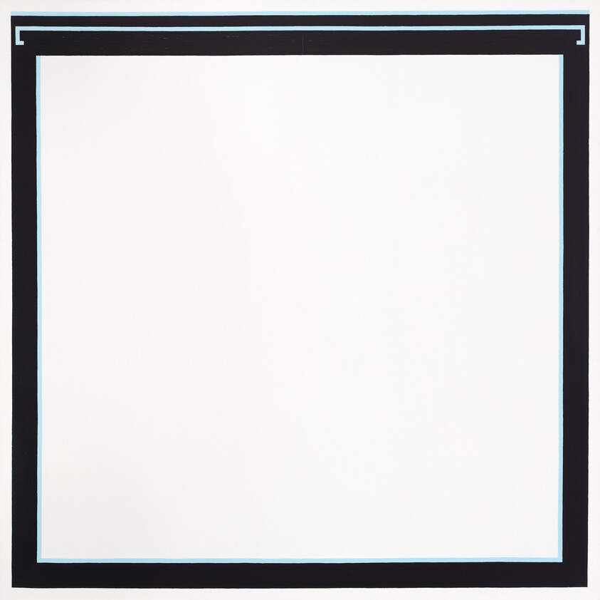Large white square with a thick black border and a thin blue inner outline.