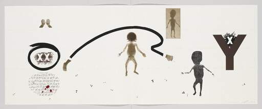 Several small humanoid figures and hands are connected by a large curved arrow across a pale background.