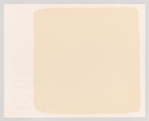 Large pale beige square centered with faint pencil numbers and scribbles along the left edge.