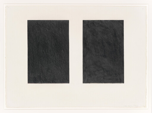 Two tall black rectangles centered on a white sheet with wide margins.