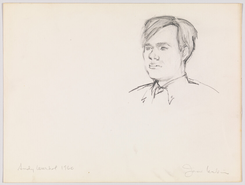 A simple pencil portrait of a young man shown from the shoulders looking slightly to the right.