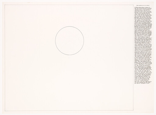 Large blank sheet with a thin circle near the top center and handwritten notes along the right edge.