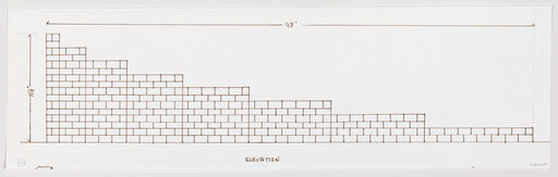 Architectural elevation drawing showing a stepped brick wall with dimensions labeled "Elevation.".