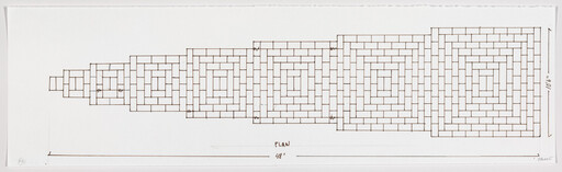 Nested square brick patterns increase in size from left to right in a linear floor plan labeled "Plan 48'".