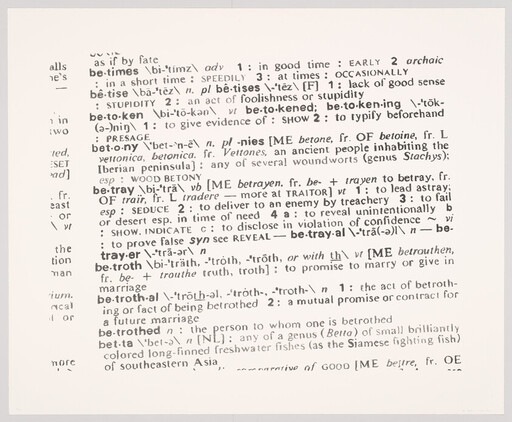 Dictionary page showing entries and definitions for words like betray, betoken, betroth, and betta.
