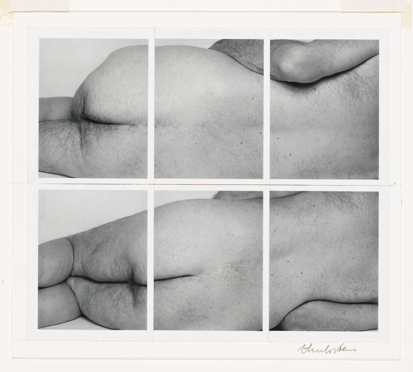 Two panels of a reclining nude figure seen from behind