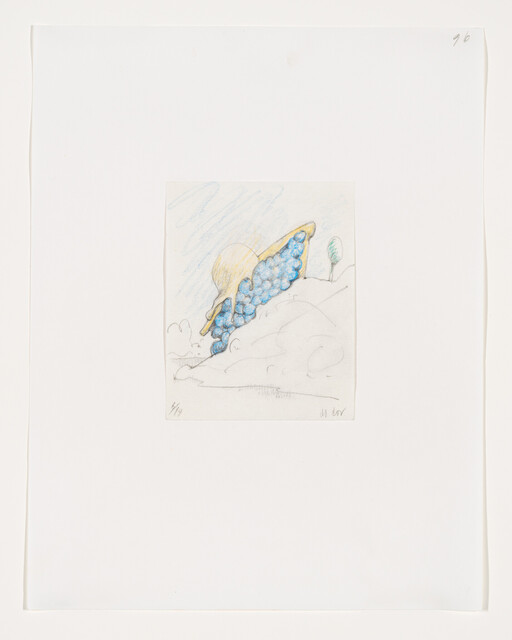 A small colored sketch shows a yellow boat pouring a cascade of blue spheres down a hillside.