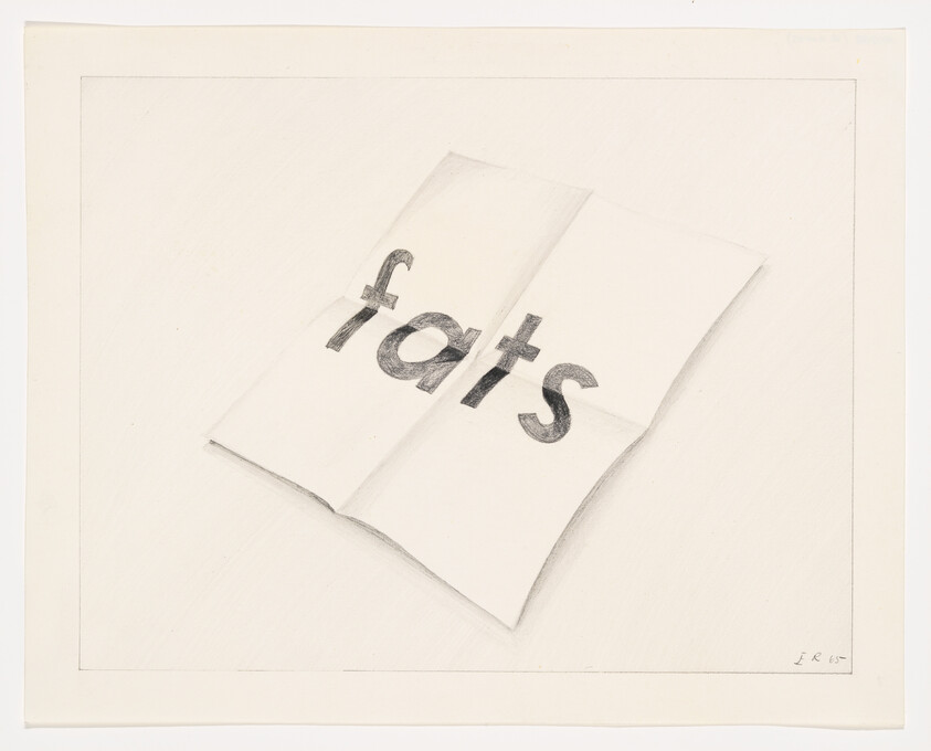 A folded sheet of paper with the word "fats" printed across its folds in pencil.