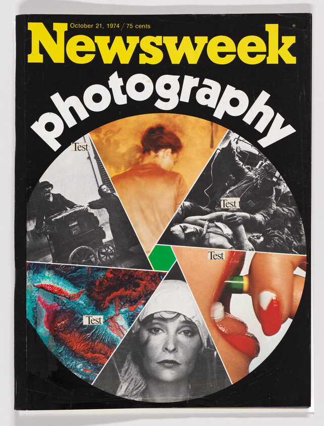 Newsweek cover from 1974 featuring a circular collage of photos under the headline 'photography'.