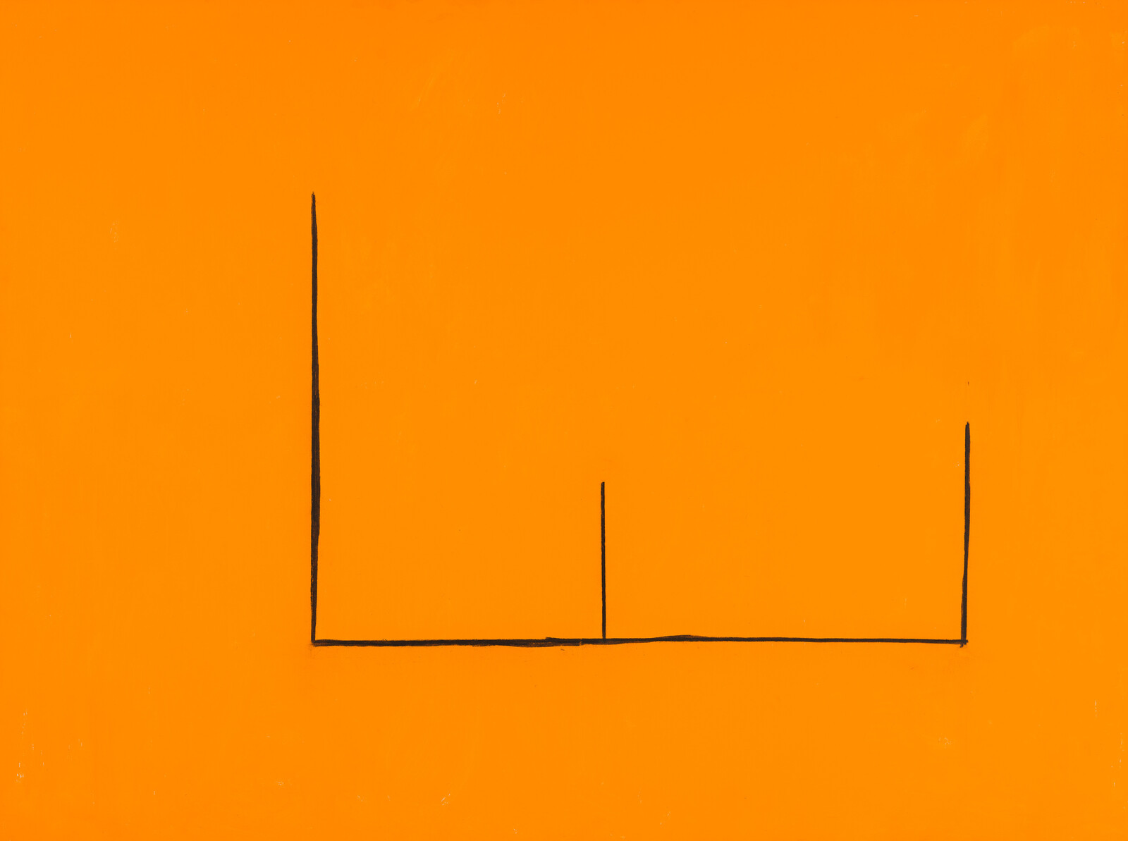 Three black vertical lines connected by a horizontal baseline on an orange background.