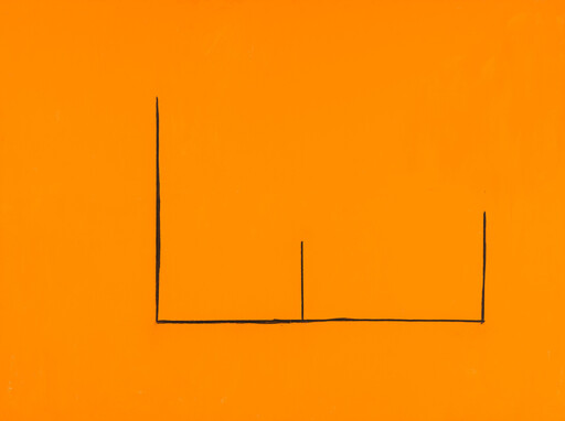 Three black vertical lines connected by a horizontal baseline on an orange background.