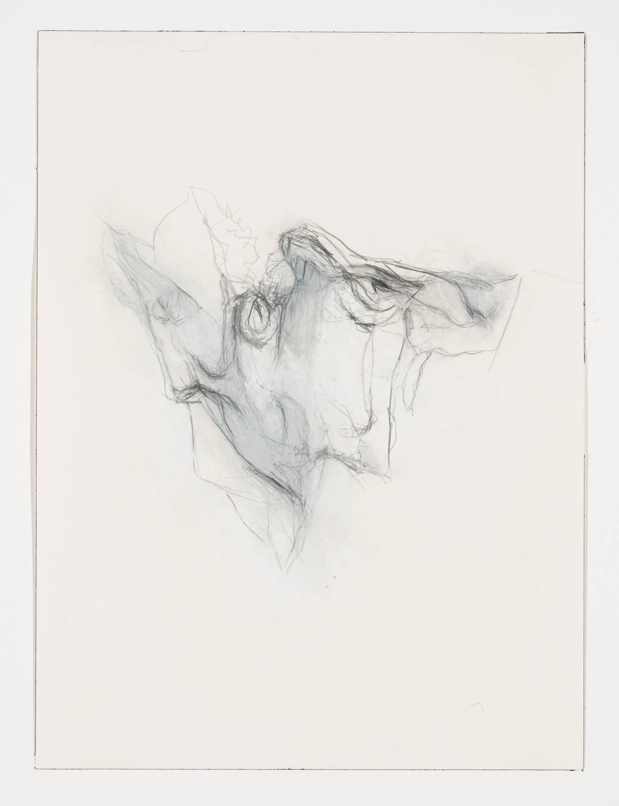 Delicate pencil sketch of a loosely rendered reclining figure with soft, flowing lines.
