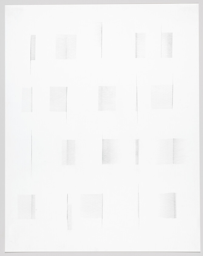 White sheet with a subtle grid of faint rectangular cutouts and soft shadowed edges.