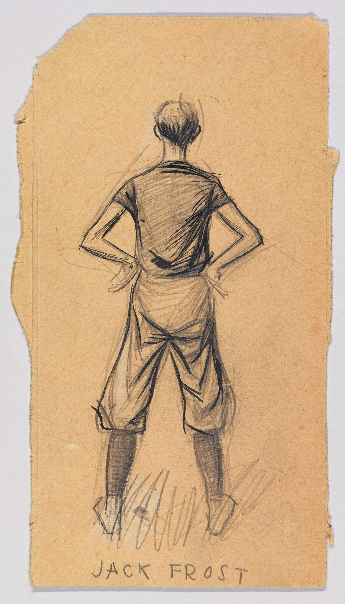 A sketch of a person standing with hands on hips labeled Jack Frost.