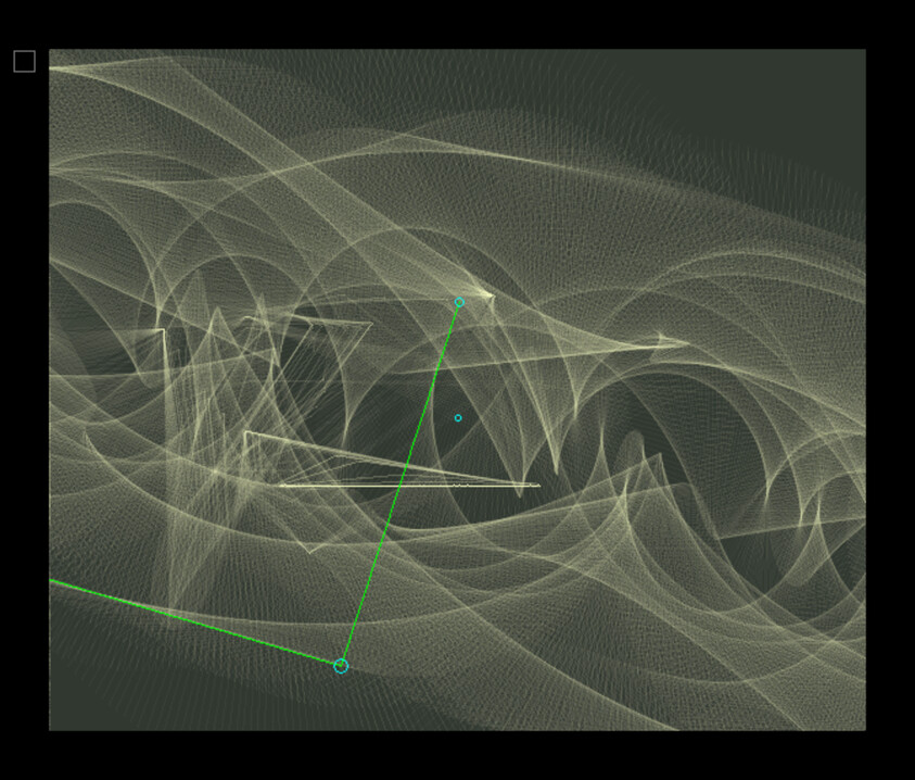 Blurry blue Java source code showing a loop, math functions, and graphics drawing calls.
