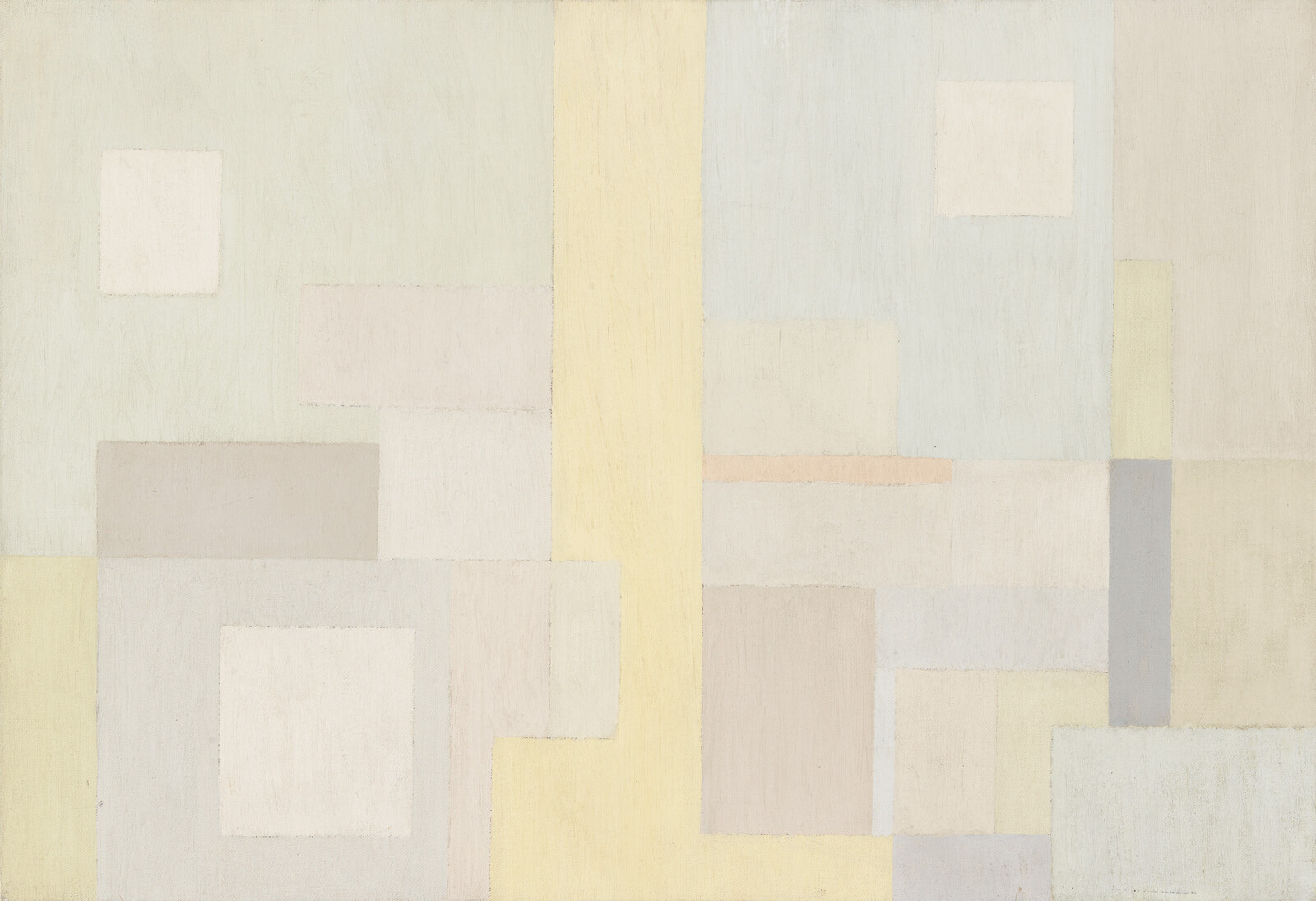 Softly colored rectangles and squares arranged in a calm, geometric abstract composition.