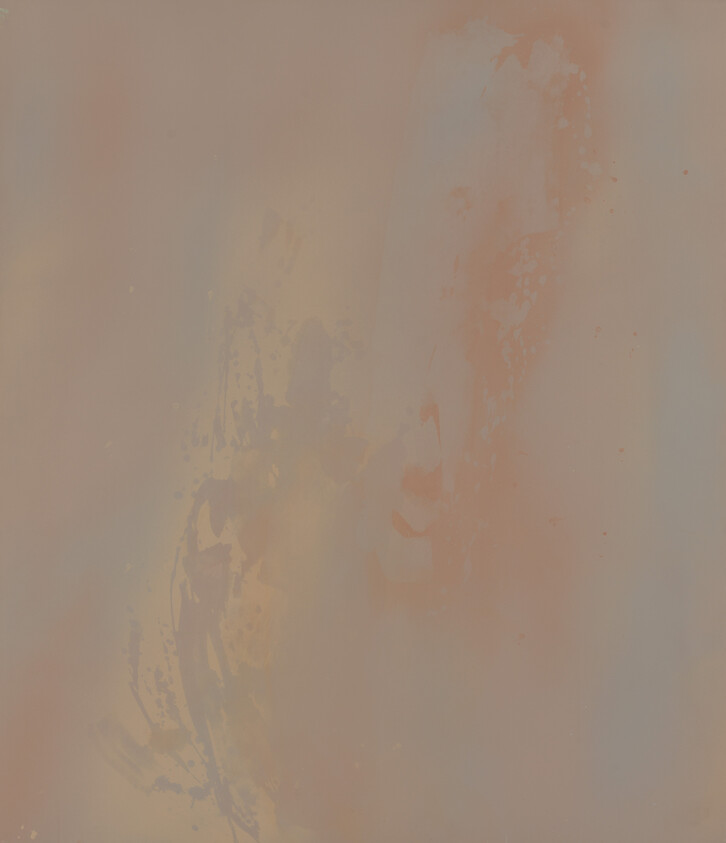 Abstract soft pastel background with peach and gray brushstrokes blending across the surface.