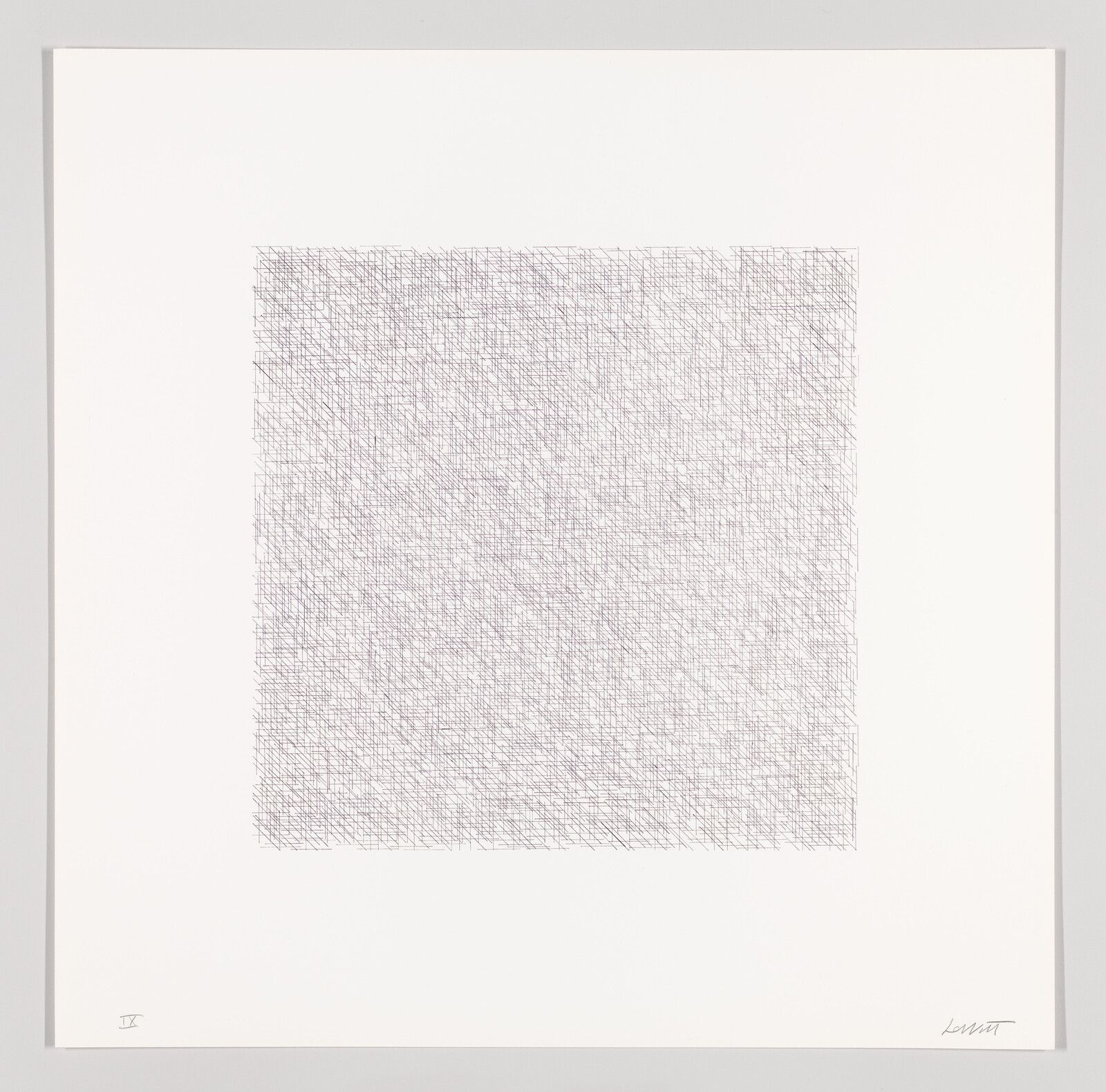 Centered square of dense overlapping black pen lines forming a textured grid on white paper.