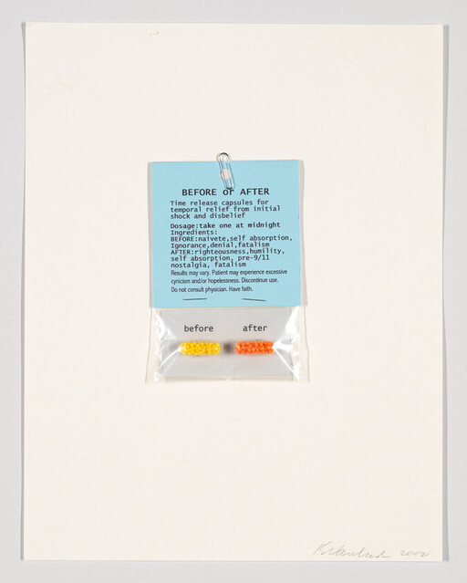 Two small capsules labeled "before" and "after" attached under a blue note titled "Before or After."