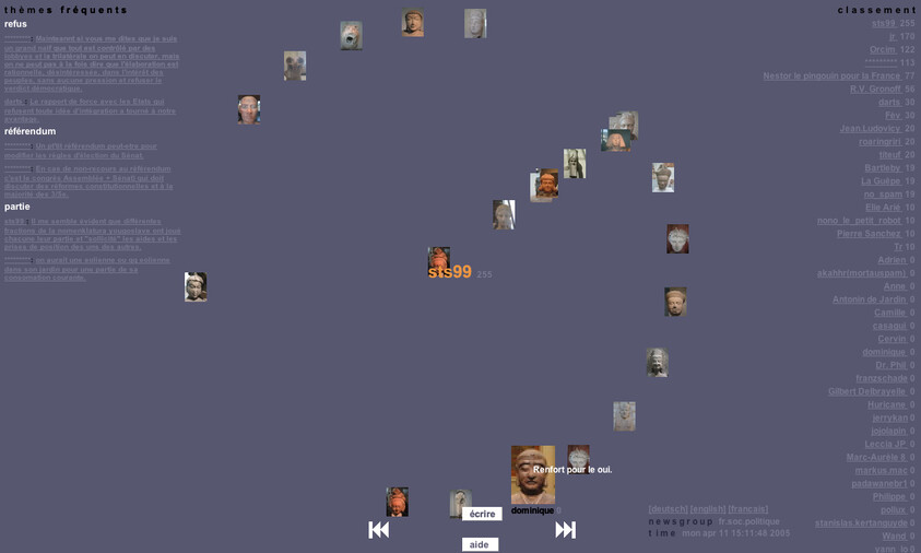 Cluster of small user avatars on a gray background with highlighted username "sts99" and controls.