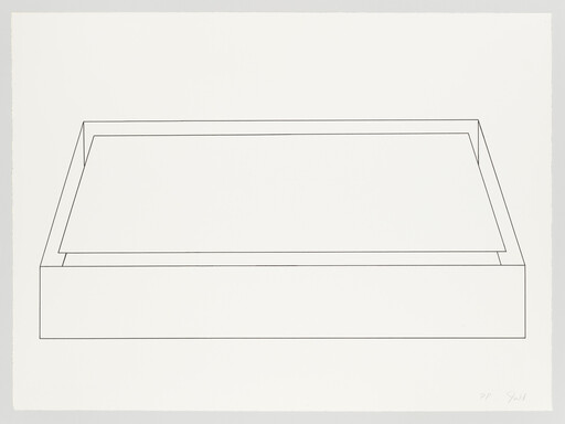 A minimal line drawing of a shallow rectangular box with a slightly raised inner panel.