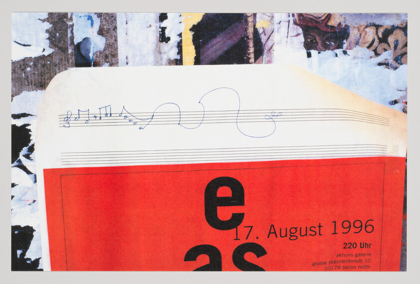 Poster with a red block showing large letters and the date 17. August 1996.