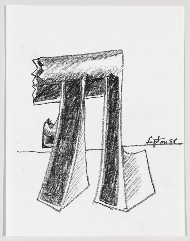 Large hand-drawn pi symbol sculpted like a broken stone column on a white background.