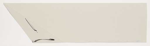 Large off-white trapezoid paper with small diagonal black brushstrokes near the lower-left corner.