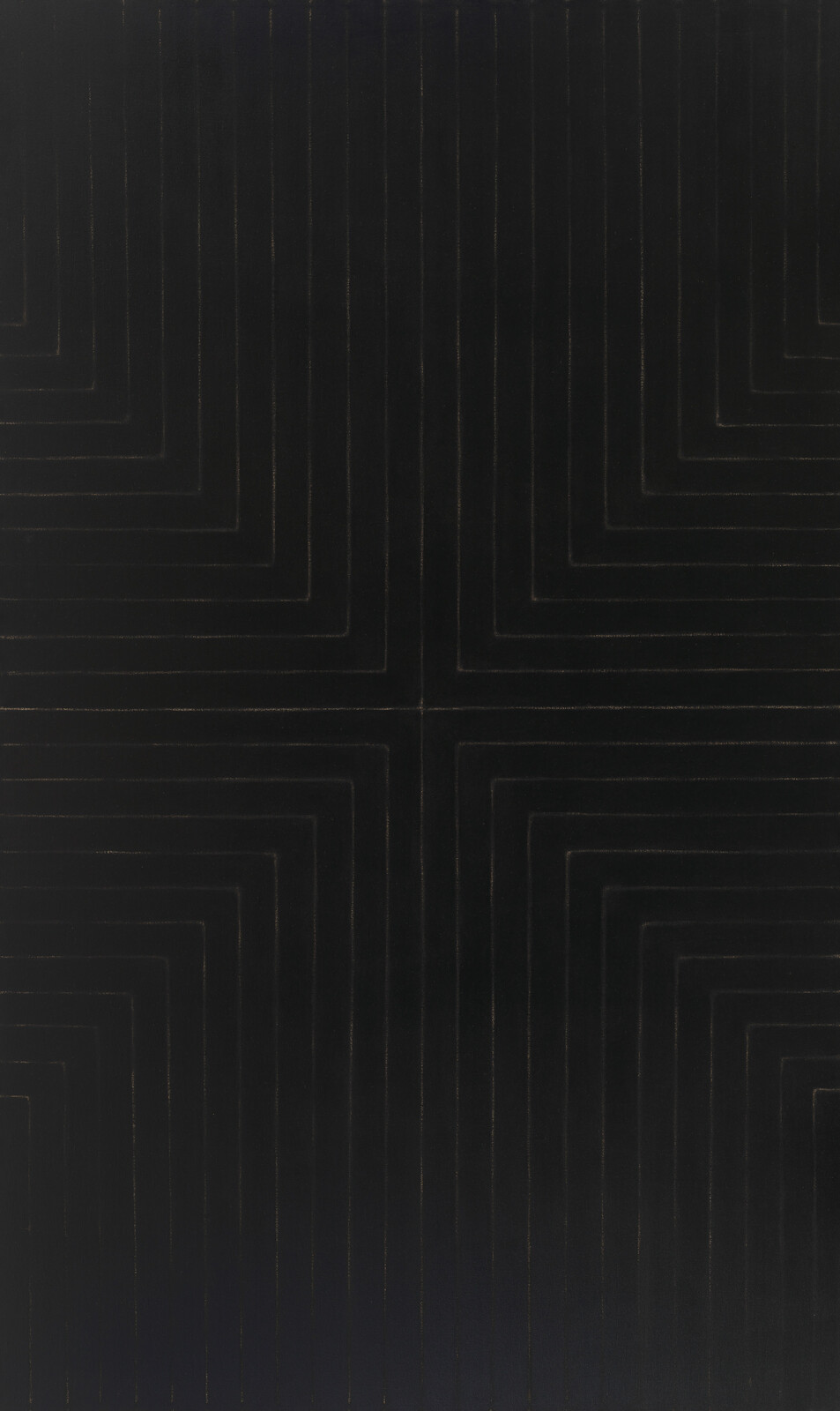 Dark panel with faint concentric square lines forming a cross pattern across the surface.