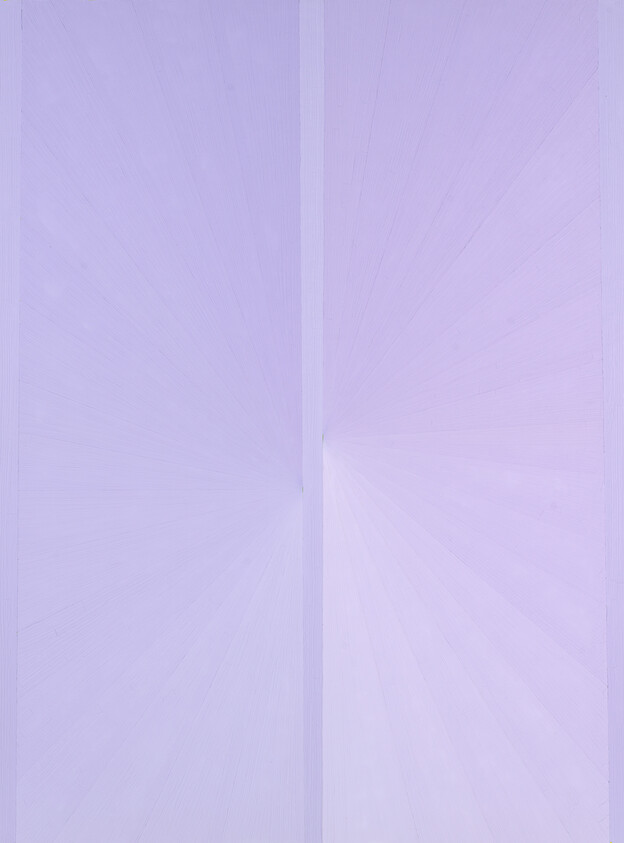 Two pale lavender wooden panels meeting at a central seam with subtle radial texture.