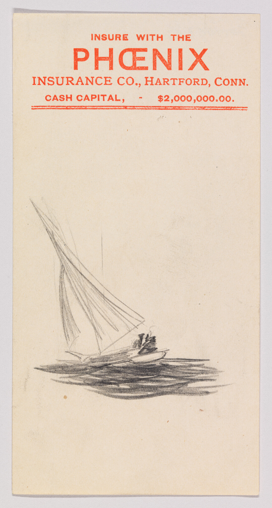 Red Phoenix Insurance heading with a small pencil sketch of a sailboat below.