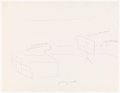 A simple pencil sketch shows a projector on a table projecting an image onto a tripod screen.