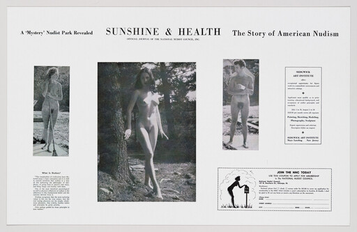 Sunshine & Health magazine cover showing three nude figures outdoors promoting the story of American nudism.