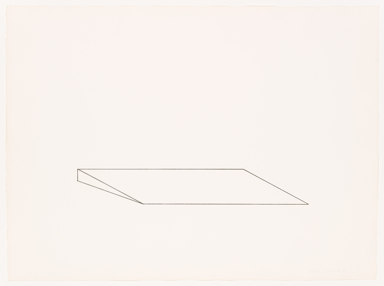 A simple outlined parallelogram shape with a small folded triangular corner on a blank background.