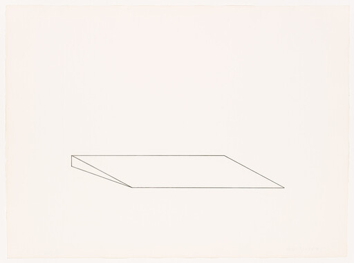 A simple outlined parallelogram shape with a small folded triangular corner on a blank background.