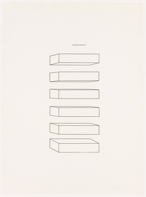 Seven outlined rectangular boxes stacked vertically with a short horizontal line above them.