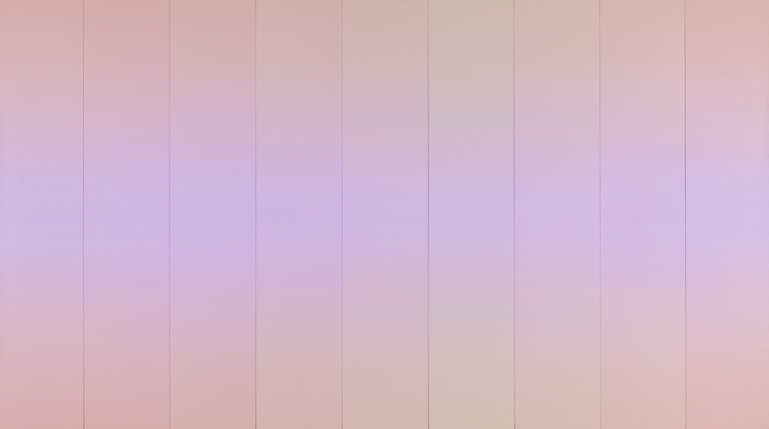 A soft gradient background transitioning from pink to purple to blue, with subtle vertical lines creating a textured effect.