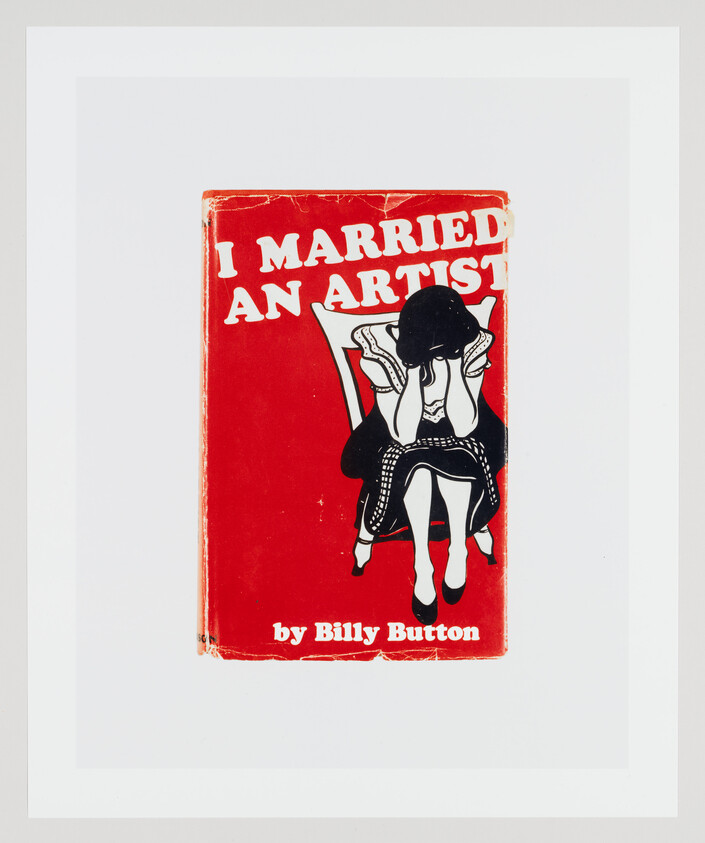 Red book cover titled "I Married an Artist" showing a seated woman with her face in her hands.