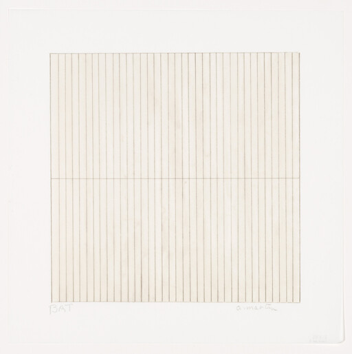 A large square filled with thin vertical lines and a faint horizontal center seam.