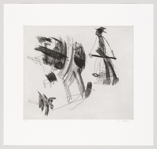 Loose black pen sketches show three abstract figures and a small dog in a blank space.