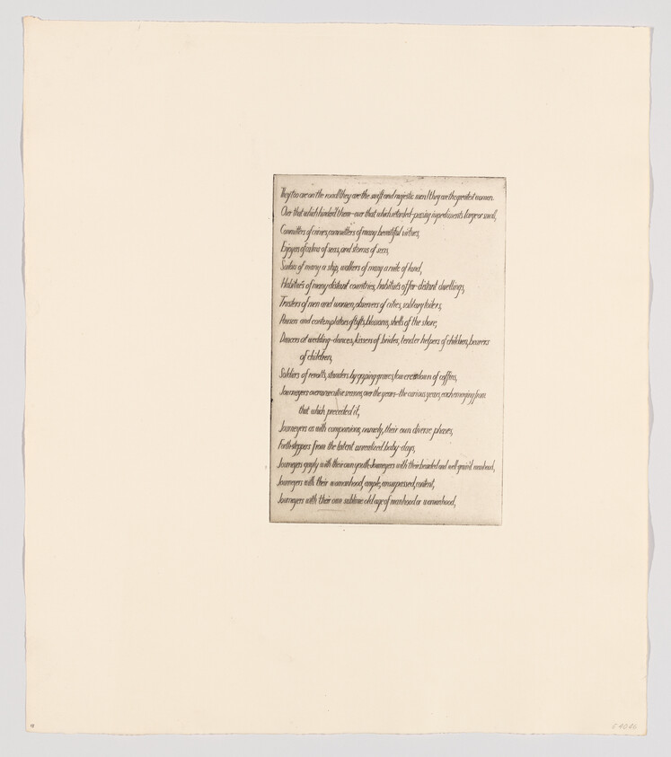 Small handwritten rectangular text block centered on a large blank cream sheet of paper.