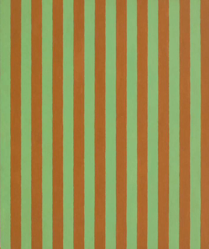 Alternating vertical orange and green stripes cover the entire rectangular surface in even widths.