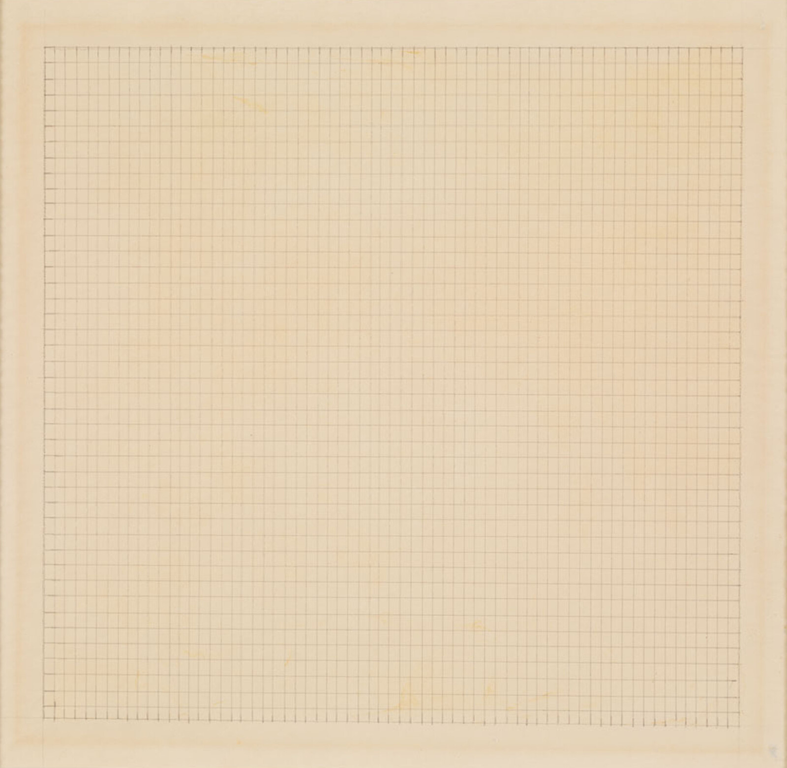 Blank aged graph paper with a light square grid and faint yellowed edges.