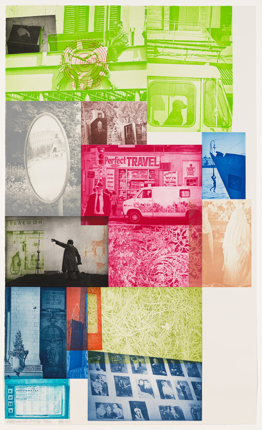 Colorful photo collage featuring a travel agency storefront labeled "Perfect TRAVEL" and various everyday scenes.