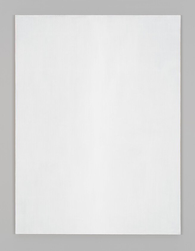 Large white square canvas with a very subtle vertical line down the center, no other visible details.