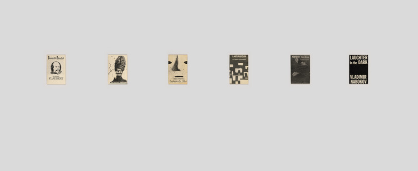 A series of black framed covers of literature classics