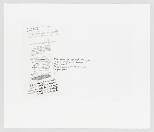 Handwritten notes and scribbles appear in a vertical column on a mostly blank white sheet.
