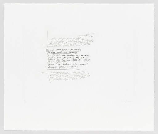 Handwritten notes and scribbles in black ink centered on a large white sheet of paper.